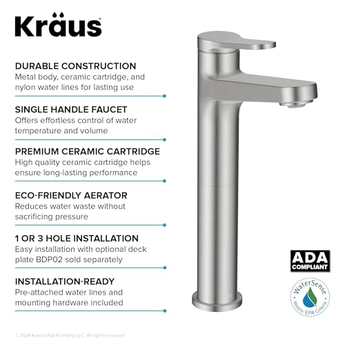 KRAUS Indy Single Handle One Hole Bathroom Sink Faucet in Chrome, KBF-1411CH