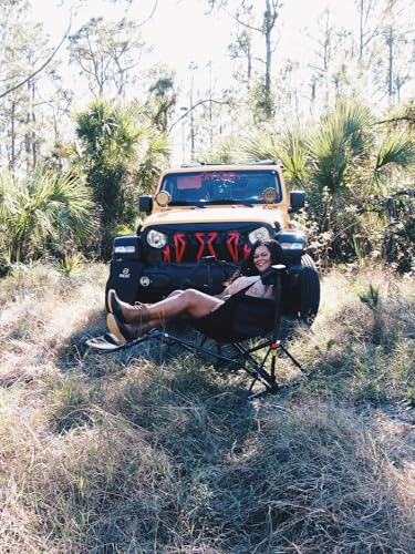 Nice C Hammock Camping Chair, Camping Chair Rocker, Swinging Chair, High Back with Stand, Cup Holder, Side Pocket, Heavy Duty (1, Black w/footrest)