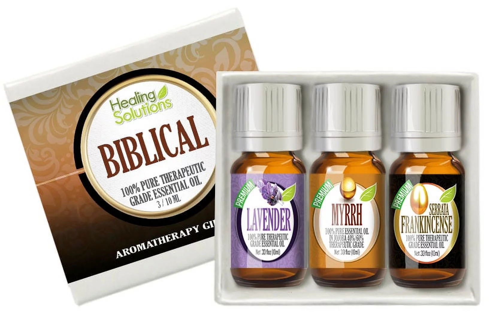 Biblical Set 100% Pure Therapeutic Grade Aromatherapy Essential Oil Gift: Myrrh Frankincense Lavender