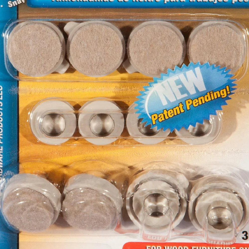 Shepherd Hardware Felt Gard Snap-on Snap-off Furniture Pads Glides Round Beige 8 Count, 12-Pack