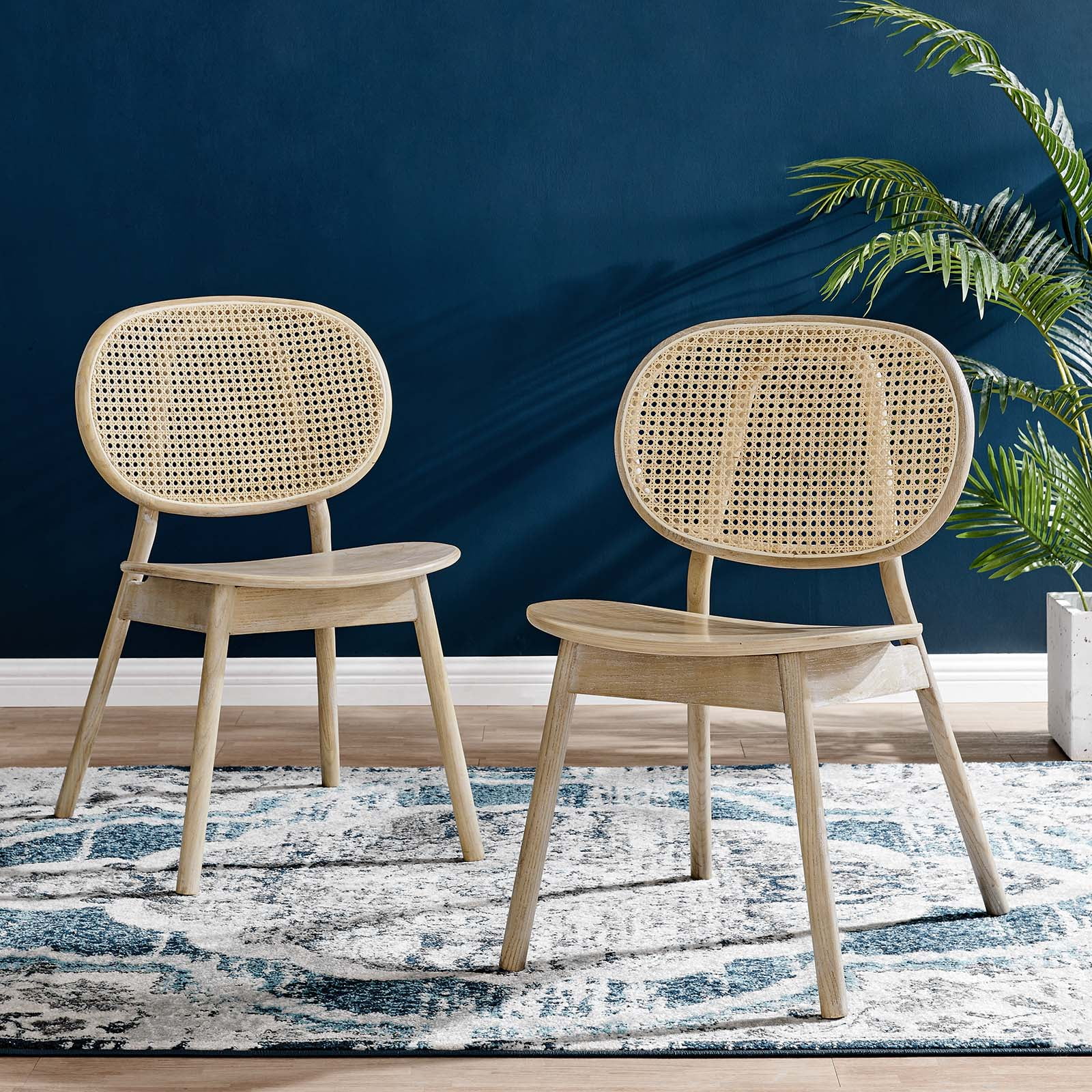 Modway Malina Wood Dining Side Chair Set of 2 in Gray