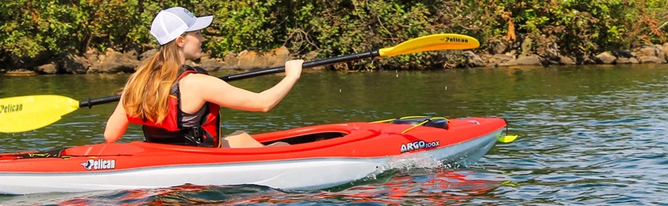 Pelican - Argo 100X - Recreational Sit-In Kayak - 10 ft - Fireman Red