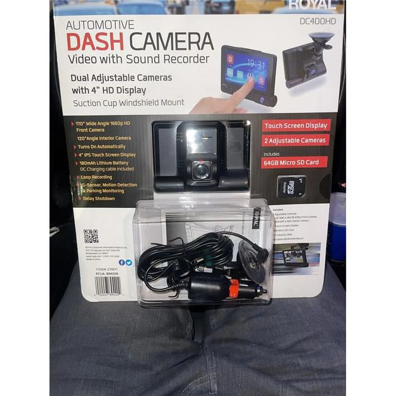 Royal Consumer Information Products  4 in. DC400HD Automotive Dash Camera Video with Sound Recorder, Black