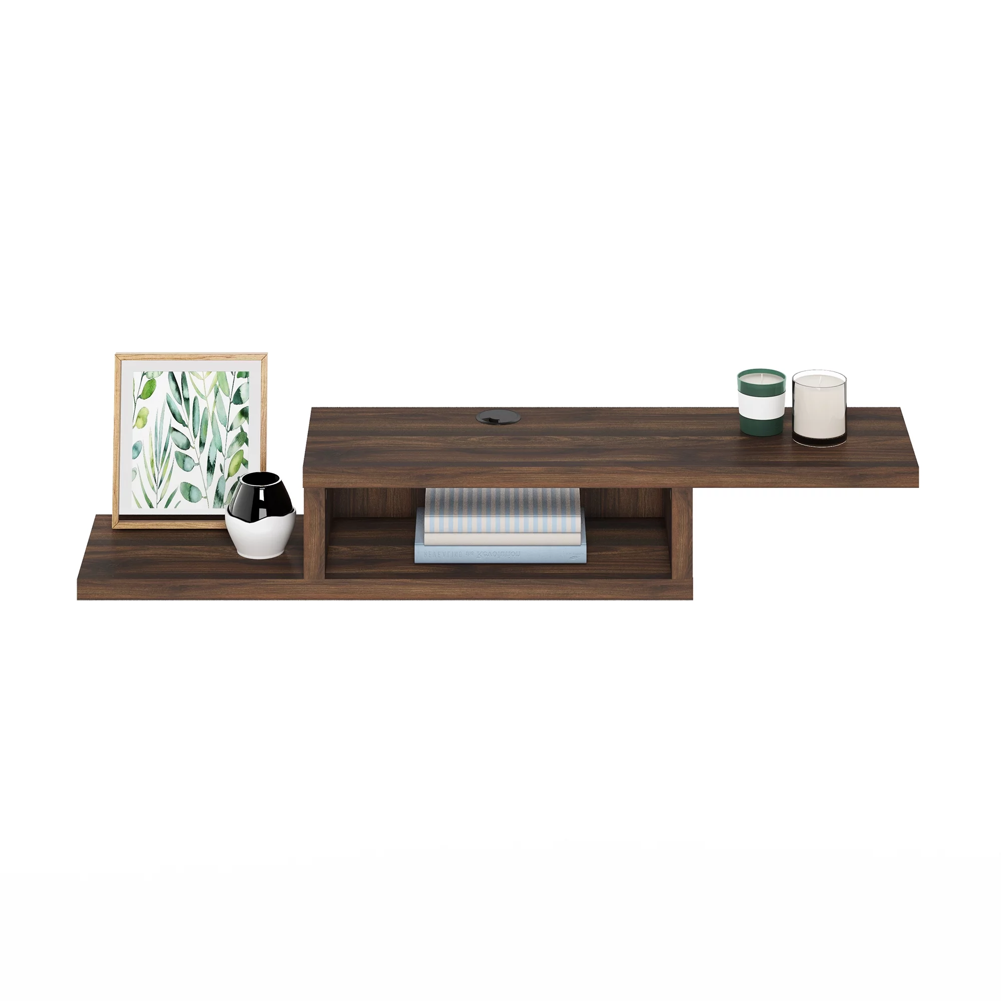 Furinno Indo Wall Mounted Floating Media Console, 47 Inch, Columbia Walnut