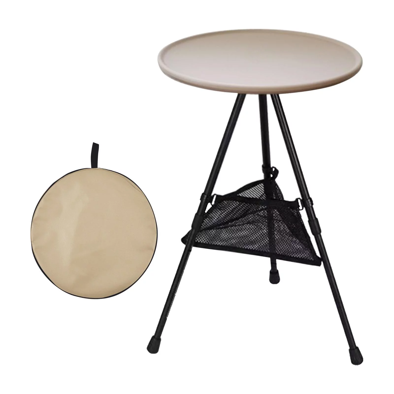 folding desk,Foldable Picnic Table Camping Folding Table,Outdoor Round Table Small Tea Coffee Table,Lightweight Beach Table Patio Dining Side Table,Fishing Tent Garden Table with Mesh Pocket