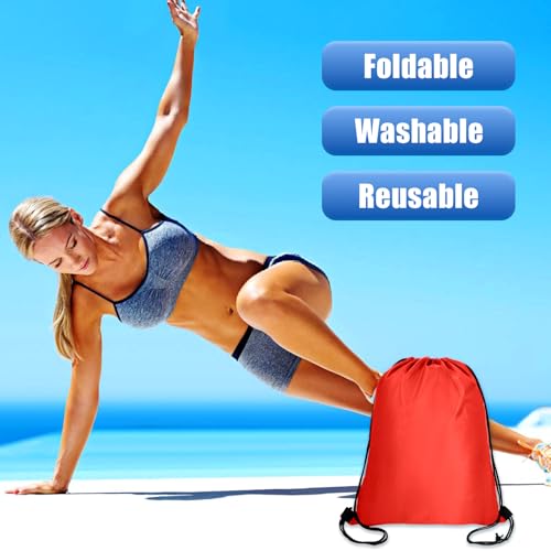 Lzerking Drawstring Backpack Bulk 50 Pcs 10 Colors Nylon Draw String Back Bag for Gift Bag for Men Women