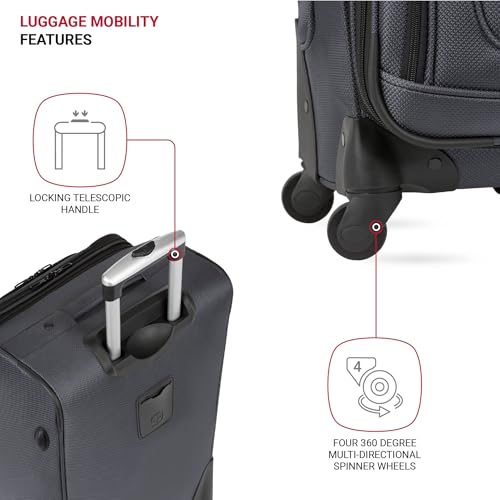 SwissGear Sion Softside Expandable Luggage, Black, Checked-Large 29-Inch