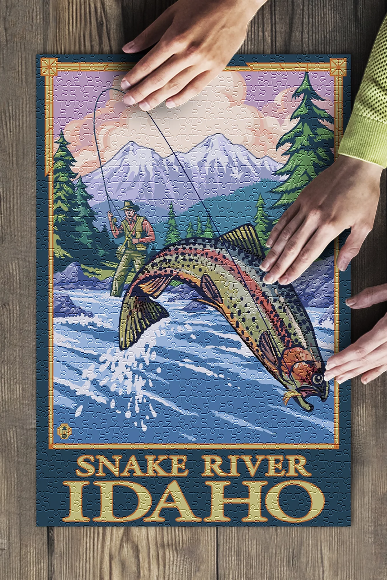 Snake River, Idaho, Fly Fishing Scene, 500 Piece Challenging 19 x 27 Jigsaw Puzzle for Adults and Family, Made in USA