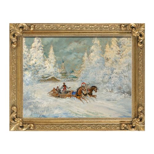 Wood Canvas Frame for 12x16 Oil Paintings, Finished 12x16 Gothic Ornate Frame for Wall Art Prints, Luxury Vintage Painting Frame for Home Office Decor, No Back & Cover (Black)