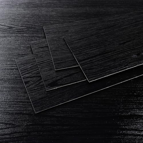 CRE8TIVE 24-Pack Black Vinyl Plank Flooring Peel and Stick Floor Tile Waterproof Vinyl Wood Flooring 6