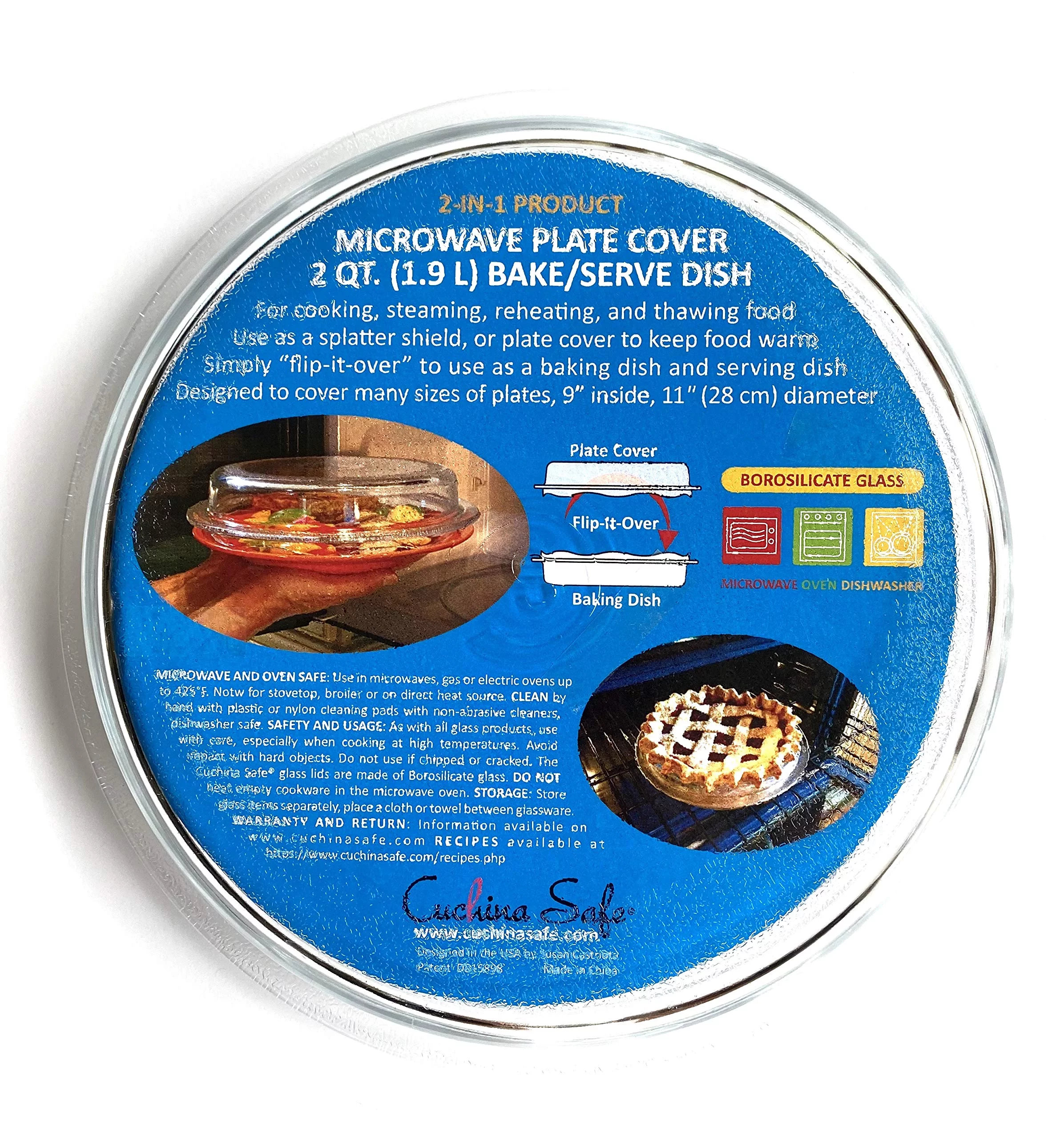 Microwave Glass Vented Plate COVER 'n COOK by Cuchina Safe