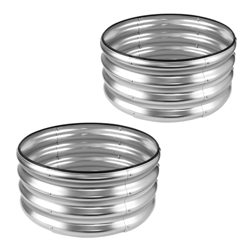 JERIA Raised Garden Bed,Galvanized Raised 2 Pcs 4×2×1ft Planter Boxes Outdoor with Easy Assembly, Large Garden Bed for Vegetables, Fruits, Flower