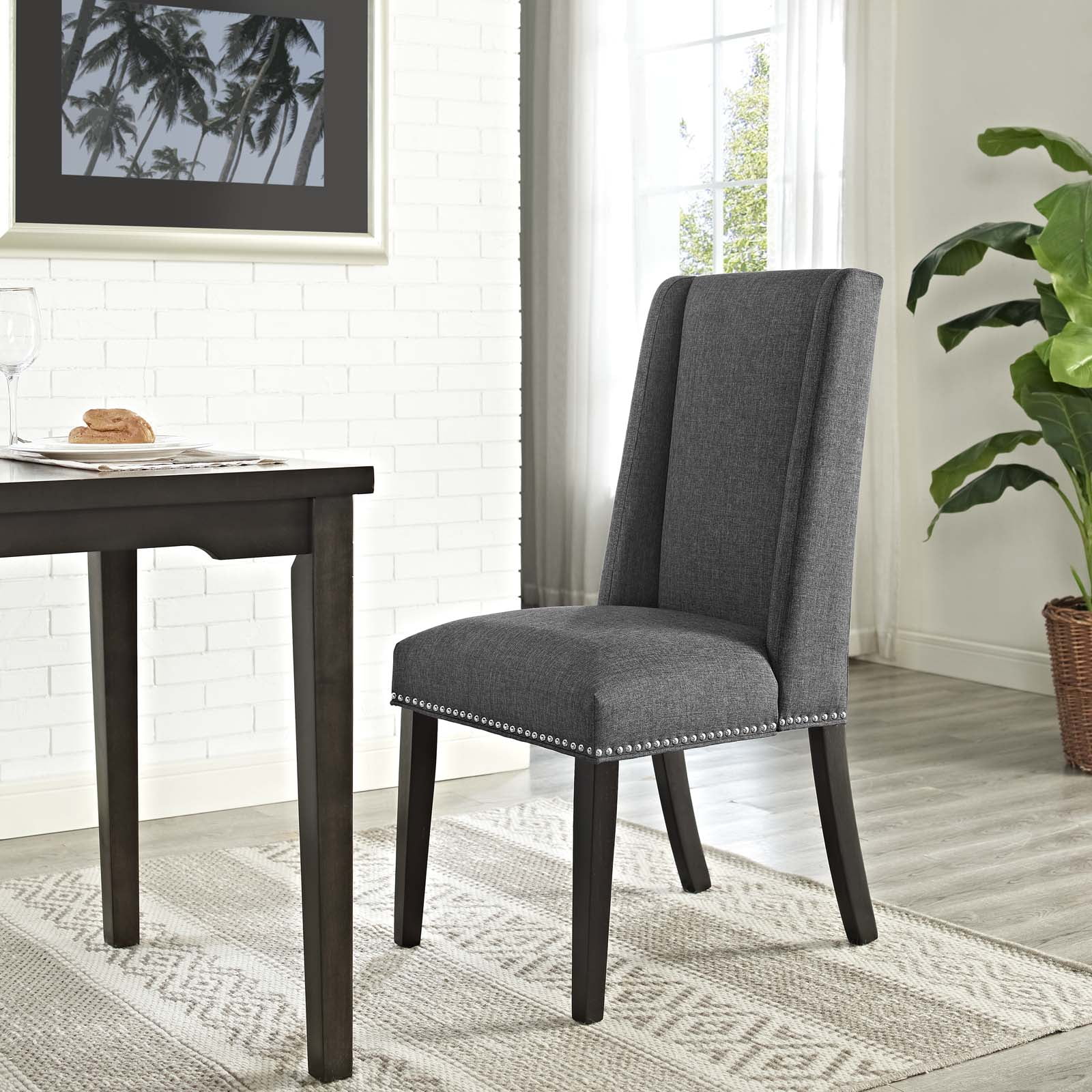 Modway Baron Fabric Dining Chair in Gray