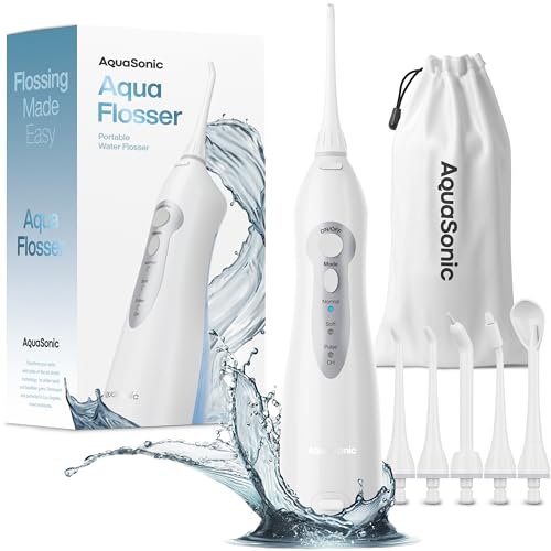 AquaSonic Water Flosser - Cordless Rechargeable Water Flossers for Teeth Cleaning - Waterproof Aqua Flosser, Portable Oral Irrigator for Dental Cleaning with 5 Jet Tips – Braces Home Travel