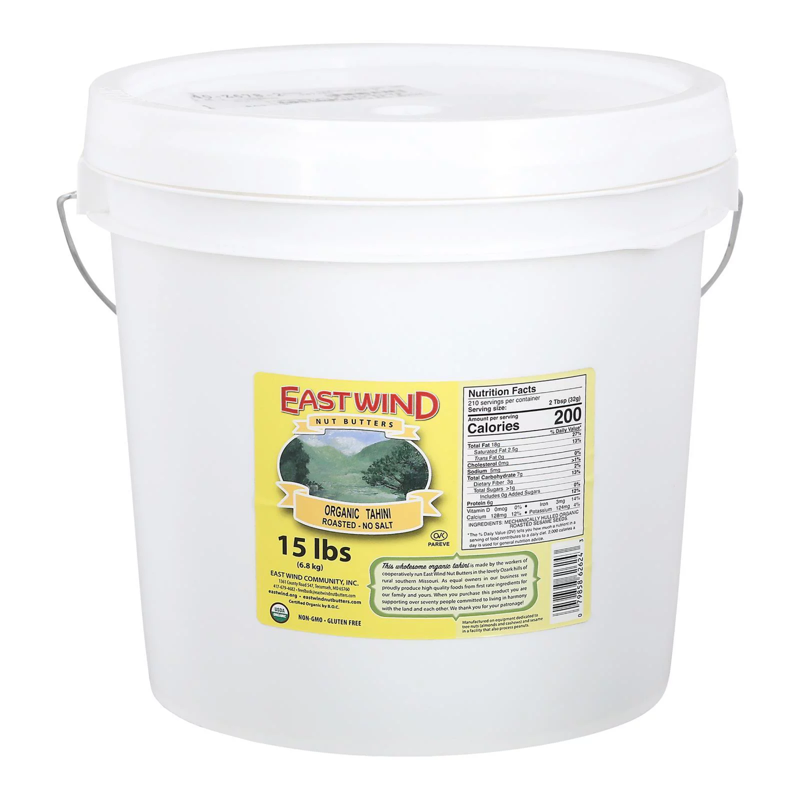 East Wind 100% Roasted Sesame No Salt Tahini - 15 lb.