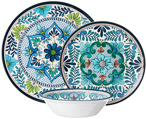 Certified International Talavera Melamine 12 Piece Dinnerware Set, Service for 4, Multicolored