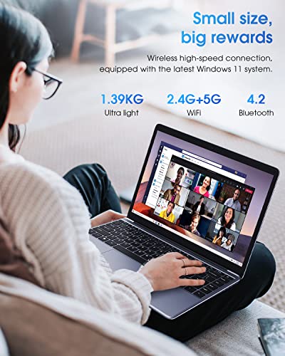 CHUWI HeroBook Pro 14.1'' Laptop, 256GB SSD 8GB RAM, Windows 11 Laptop, 1TB SSD Expand, Intel Celeron N4020(up to 2.8GHz), 2K FHD IPS Display, Ultra Slim, Mini-HDMI, 5G WiFi, USB3.0, Webcam,TF Card