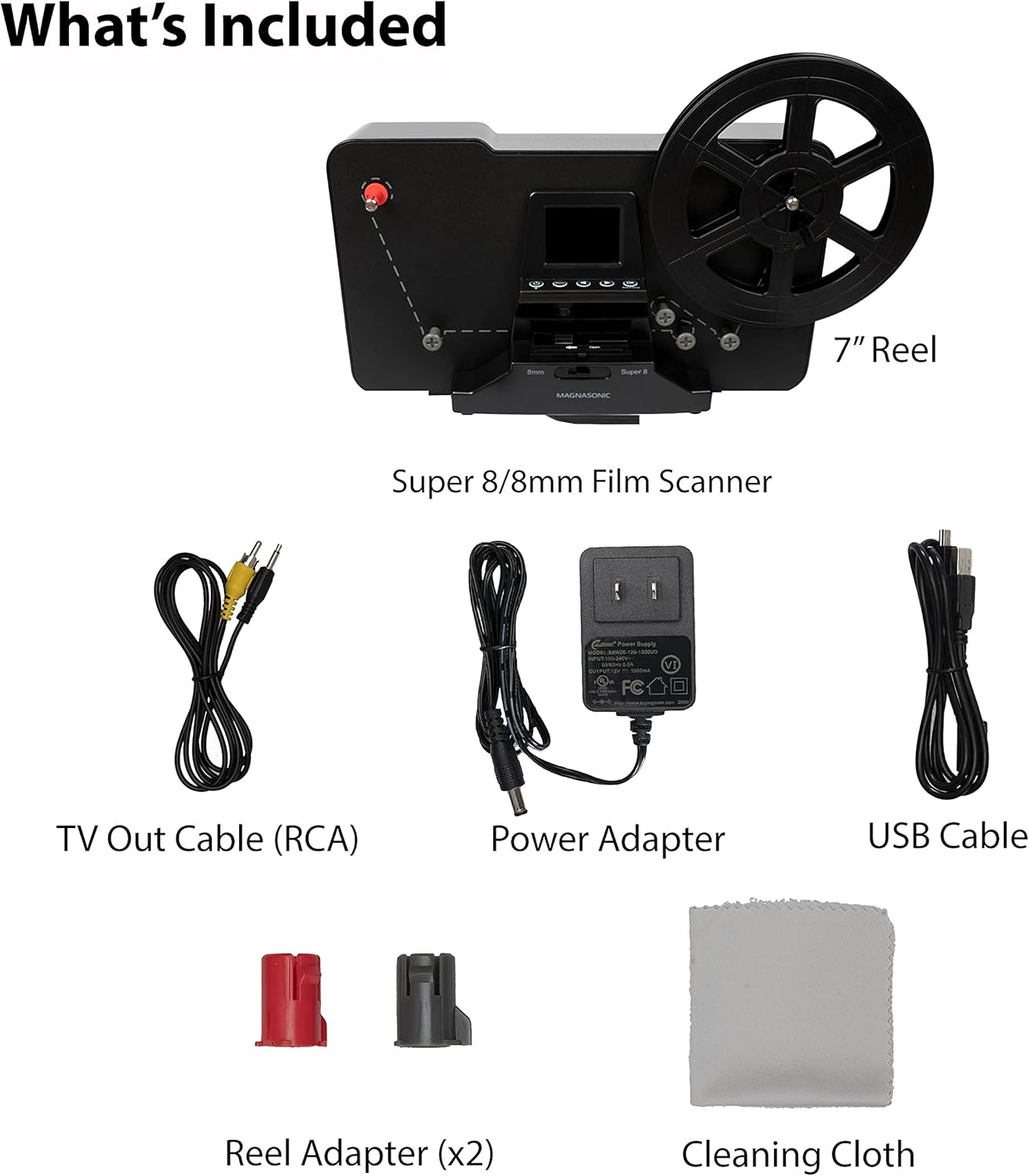 Magnasonic Super 8/8mm Film Scanner, Converts Film into Digital Video, Vibrant 2.3 Screen, Digitize and View 3, 5 and 7 Super 8/8mm Movie Reels (FS81)