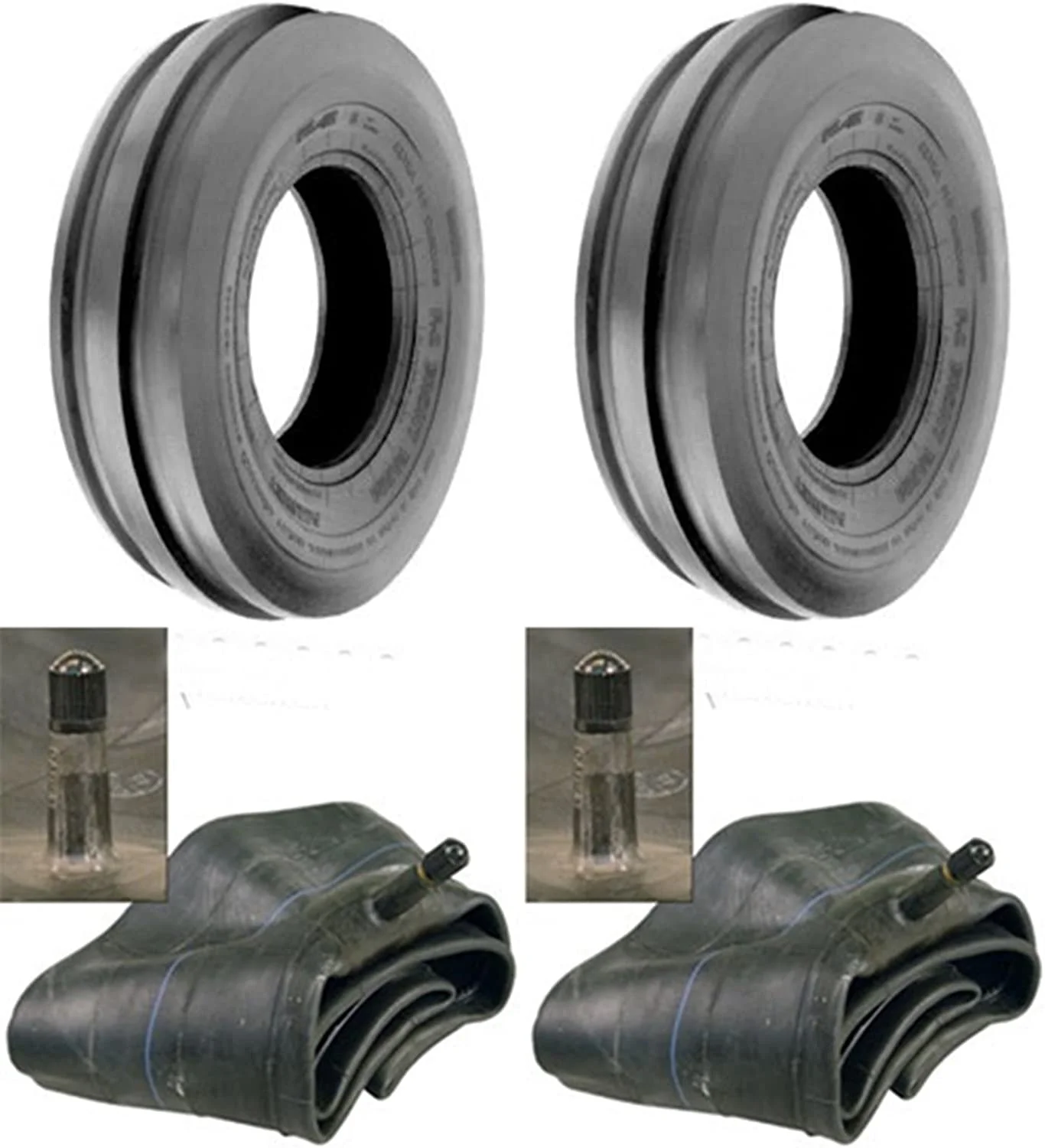 LOT of Two (2) AIRLOC Brand 3.50-6 3.50-6 Tri Rib (3 Rib) F-2 Tires with Tubes 4Ply Rated for a 6