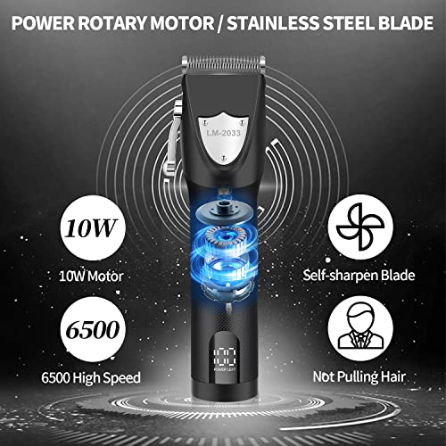 Hair Clippers Cordless Hair Trimmer Electric Barber Clippers - Zero Gapped Trimmer Professional Beard Trimmer Rechargeable Hair Cutting Kit (Black)
