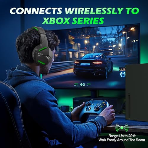 BINNUNE 2.4GHz Wireless Gaming Headset with Mic for Ps5/4, PC, Mac, Bluetooth Gaming Headset with Flip Microphone,Headphones for Laptop Computer