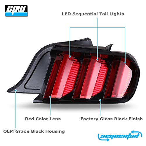 CPW Tail Lights Euro Style Compatible with 2015 2016 2017 2018 2019 2020 2021 2022 Ford Mustang LED Tail Lights Rear Lamps Sequential Plug & Play (Clear)