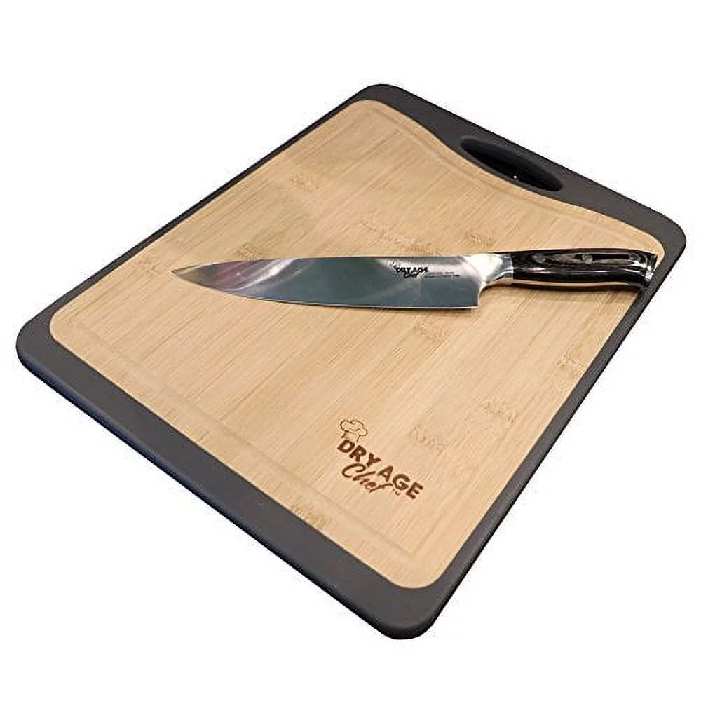 German Stainless Steel Dry Age Chef Butcher Knife & Hybrid Cutting Board Combo