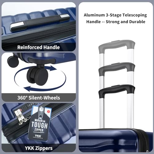 Lightweight Luggage with Spinner Wheels & YKK Zipper, 3-Piece Travel Suitcase ABS+PC Hardshell Luggage Set with TSA Lock, Light Avocado Green (20+24+28 inch)