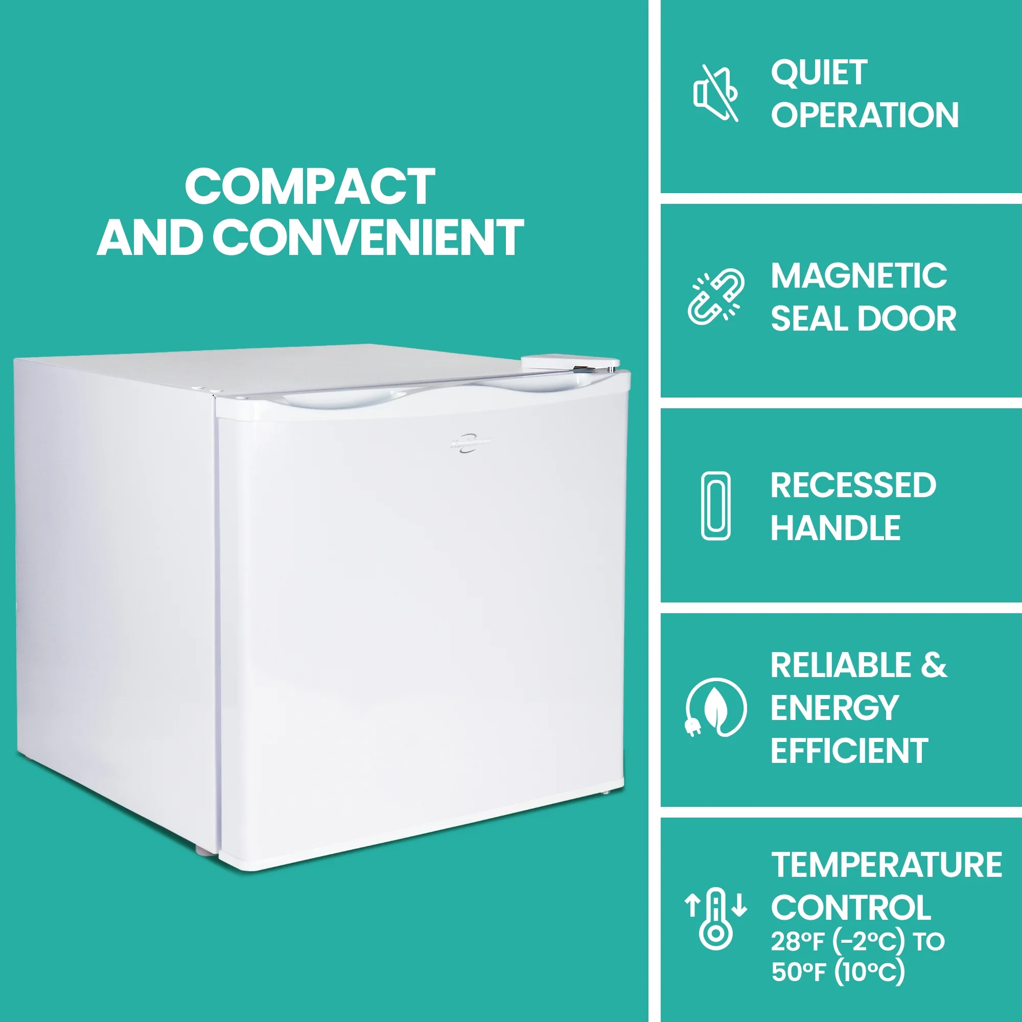 Koolatron Upright Freezer 1.2 cu ft, Compact Freezer 34 Litre, White, Manual Defrost