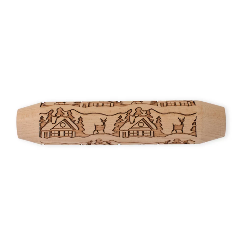 Nordic Ware Brown Woodland Cottage Embossing Rolling Pin