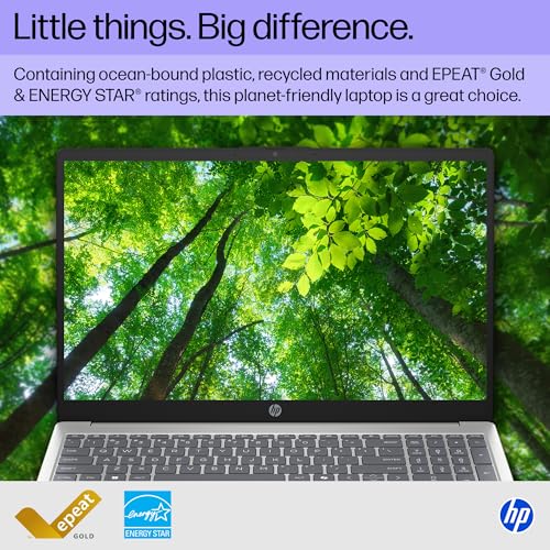 HP 15.6 inch Laptop, HD Touchscreen Display, AMD Ryzen 3 7320U, 8 GB RAM, 256 GB SSD, AMD Radeon Graphics, Windows 11 Home, Natural Silver, 15-fc0399nr