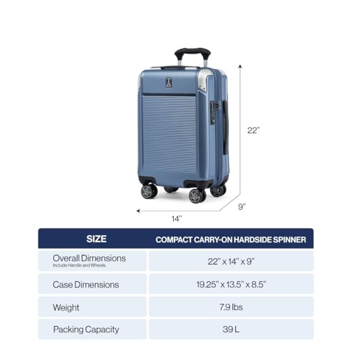 Travelpro Platinum Elite Hardside Expandable Carry on Luggage, 8 Wheel Spinner, TSA Lock, Hard Shell Polycarbonate Suitcase, Metallic Sand, Compact Carry on 20-Inch