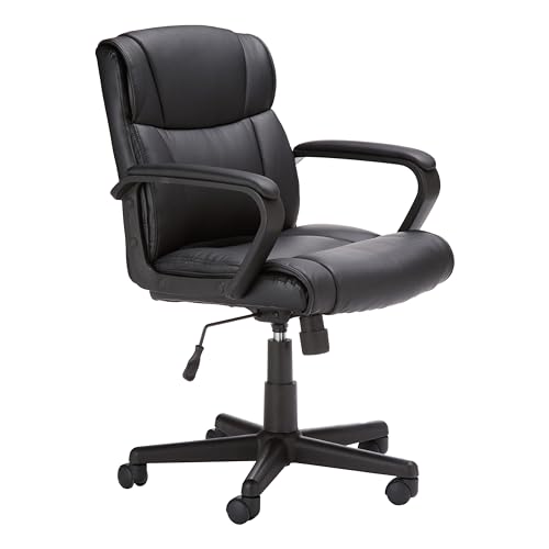 Amazon Basics Office Computer Task Desk Chair with Padded Armrests, Mid-Back, Adjustable, 360 Swivel, Rolling, 275 Pound Capacity, 24.2