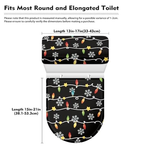 Christmas Bow Bell Toilet Tank Lid Cover and Toilet Seat Lid Cover 2 Pcs Set Toilets Covers with Elastic Cloth Fits Most Toilets Tanks & Lids