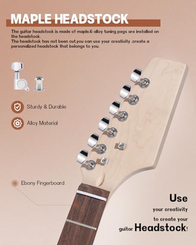 Leo Jaymz DIY Single Cut Electric Guitar Kits with Mahogany Body and Neck - Rosewood Fingerboard and All Components Included (LP Hollow)