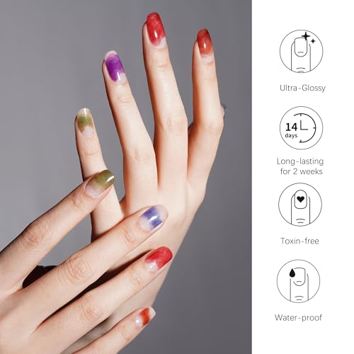 DANNI & TONI Semi Cured Gel Nail Strips Christmas Santa Claus Snowflakes Cat Eye Gel Nail Wraps 28 Stickers | Mistletoe Meow