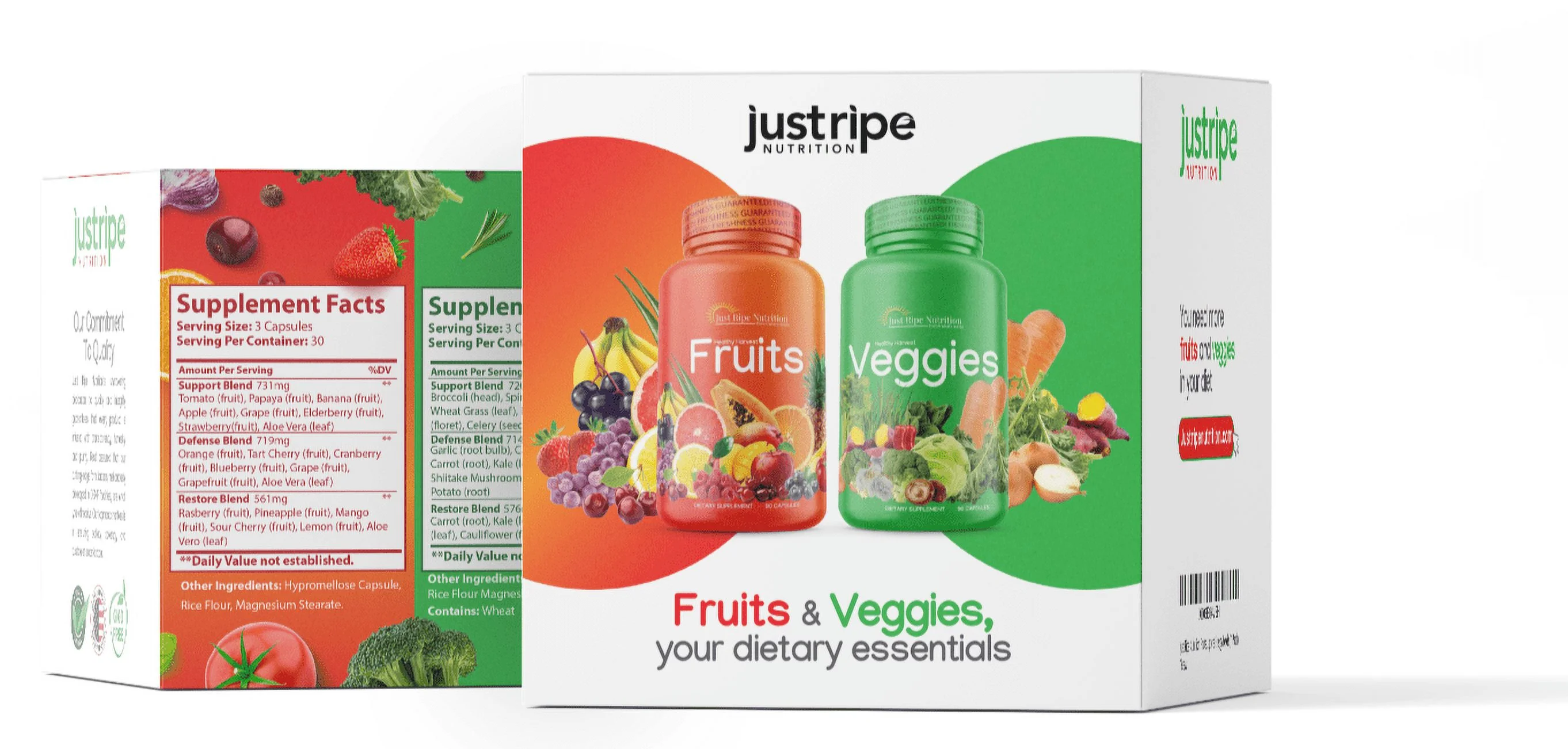 Fruits & Veggies 180 caps Supplement with Custom Box by Just Ripe Nutrition