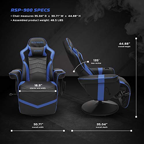 RESPAWN 900 Racing Style Gaming Recliner, Reclining Gaming Chair, in Gray RSP 900 GRY