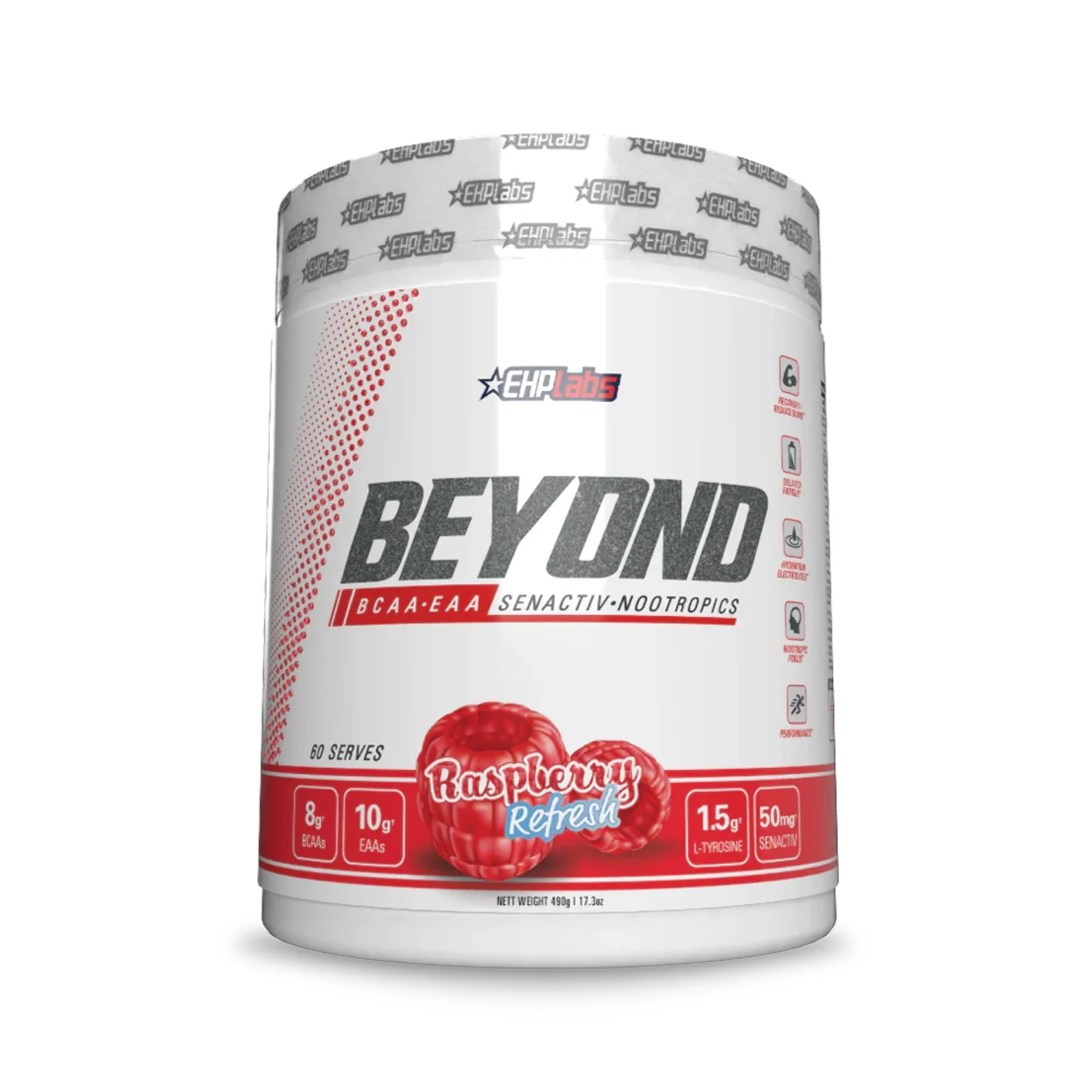 EHPlabs Beyond BCAA Powder Amino Acids Post Workout Recovery - BCAAs Essential Amino Acids EAA Supplements Powder - 10g Amino Acids Supplement for Muscle Recovery, 60 Servings (Raspberry Refresh)