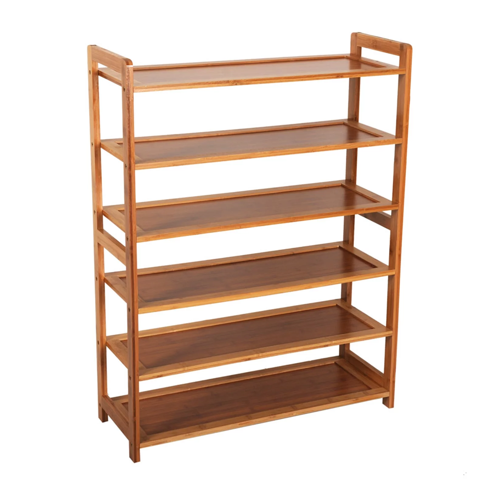 Wobythan Natural Bamboo 6 Tiers Shoe Rack Shoe Storage Organizer Free Standing Shoe Tower Shoe Shelf Shoe Cabinet for Entryway Hallway Living Room Closet, Wood Color