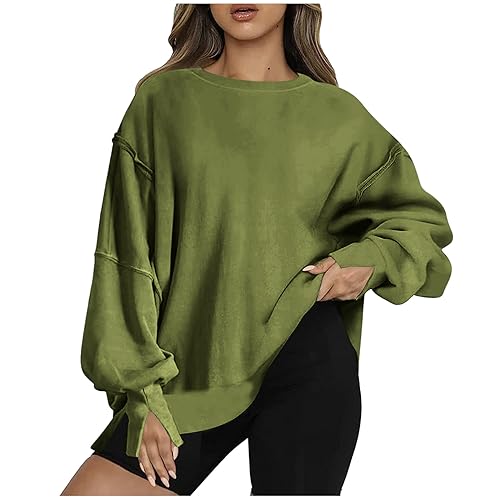 Oversized Crewneck Sweatshirts for Women Long Sleeve Pullover Fall Fashion 2023 Clothes Slit Casual Shirts Tops