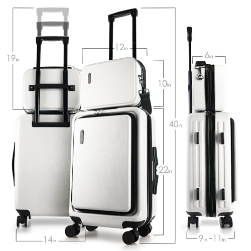 22 Inch Carry On Luggage 22x14x9 Airline Approved, Carry On Suitcase with Wheels, Hard-shell Carry-on Luggage, Durable Luggage Carry-On, Black Small Suitcase with Cosmetic Case