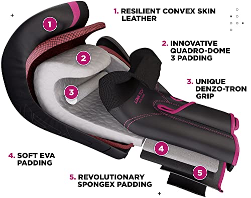 RDX Women Boxing Gloves, Pro Training Sparring, Maya Hide Leather, Muay Thai MMA Kickboxing, Adult, Heavy Punching Bag Focus Mitts Pads Workout, Ventilated Palm, Multi Layered, 8 10 12 14 16 Oz