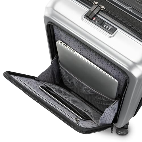Samsonite Carry-On Pro Front Pocket Hardside Expandable 21-Inch Octiv Luggage: Durable & Impact Resistant, 360° Aero Trac Spinner Wheels, Adjustable Telescopic Handle, TSA Approved Lock - Silver