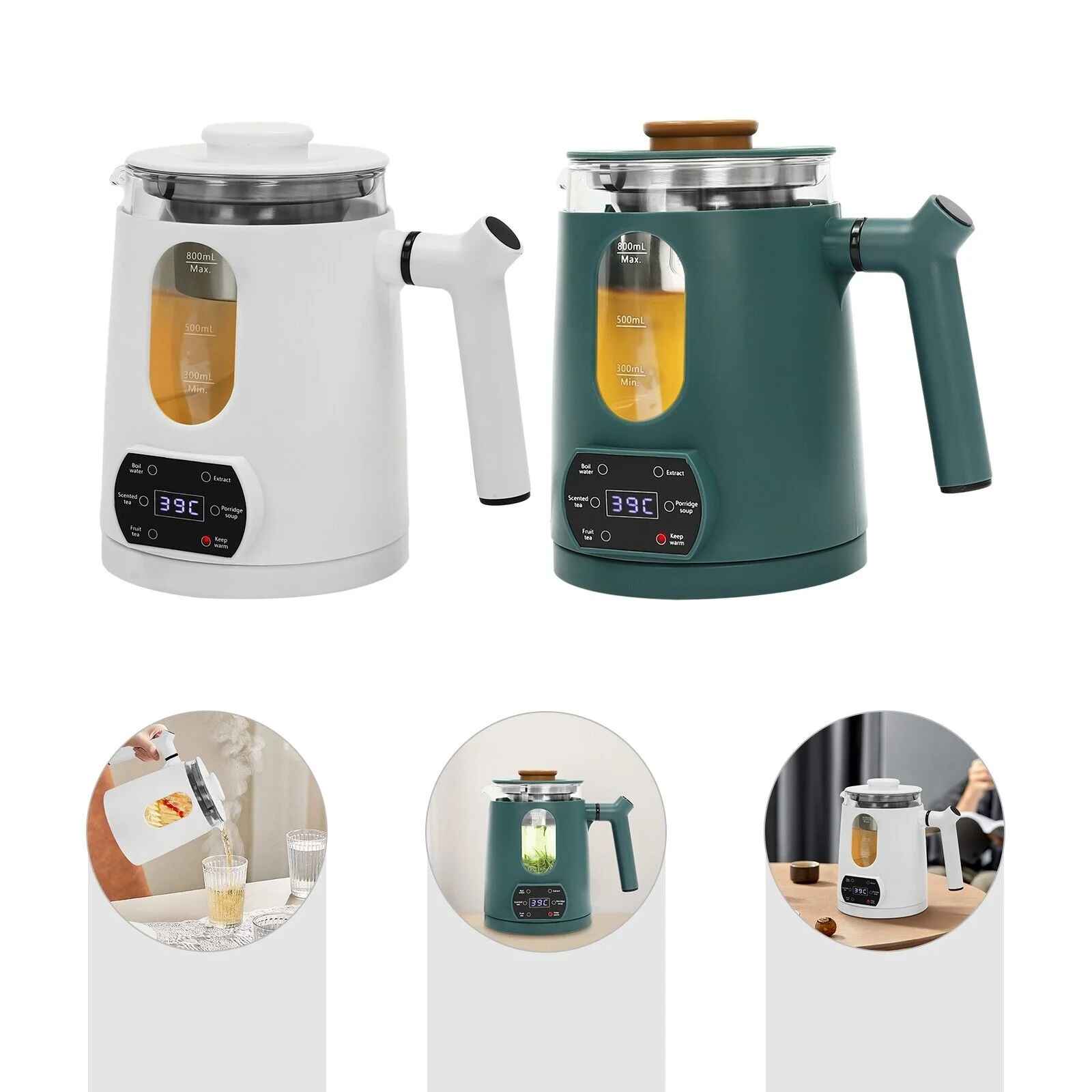 600W 0.8L/27oz Temperature Control Electric Tea Kettle, Water Boiler & Heater, Electric Tea Pot