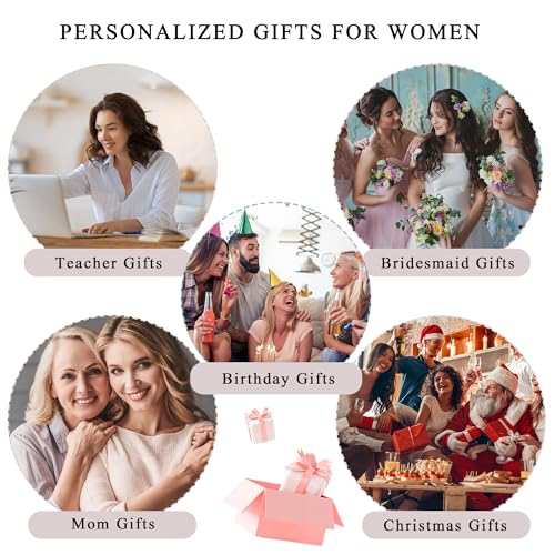 BeeGreen Mother's Day Gifts Personalized Women's Large White and Black Canvas Tote Bag, Embroidered Initials, Leather Handle, Zipper Closure