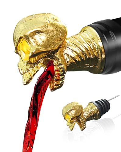 Deer Stag Head Wine Aerator Pourer Spout, Elk Olive Oil Liquor Bottle Decanter, Dark Grey Plated Creative Gifts for Alcohol Spirits Whiskey