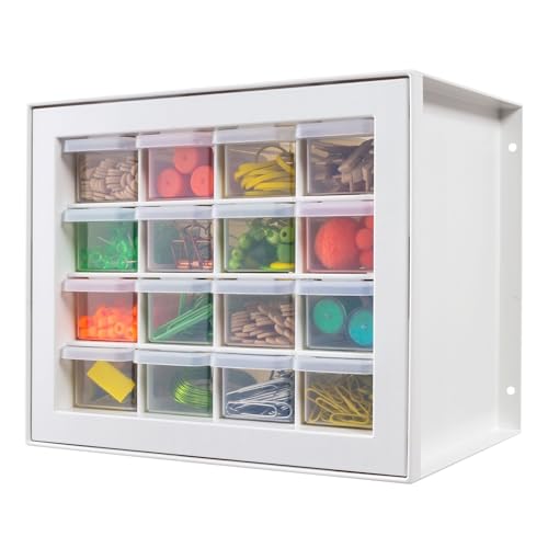 IRIS USA Plastic Drawer Storage Organizer, 24-Drawer Teacher Toolbox Bead Small Parts Organizer Cabinet for Hardware Crafts Nuts Bolts Tools Sticker Home Business Scrapbook Art Hobby Garage - White