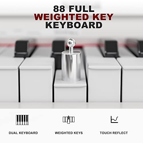 UMOMO UMP-716 88 Key Weighted Keyboard Piano with Piano Bench, Beginner Digital Piano Full Size Heavy Hammer Weighted Action Electric Piano Keyboard with USB & MIDI, Black
