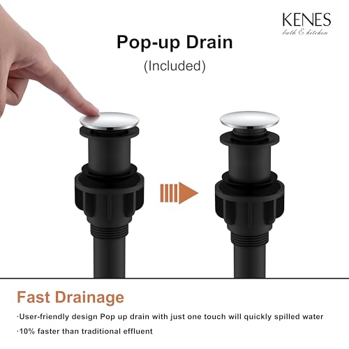 KENES Brushed Nickel Vessel Sink Facuet Single Handle Tall Bathroom Sink Faucet Vanity Bathroom Faucet Basin Mixer Tap with Water Supply Hose and Pop Up Sink Drain, LJ-9031A